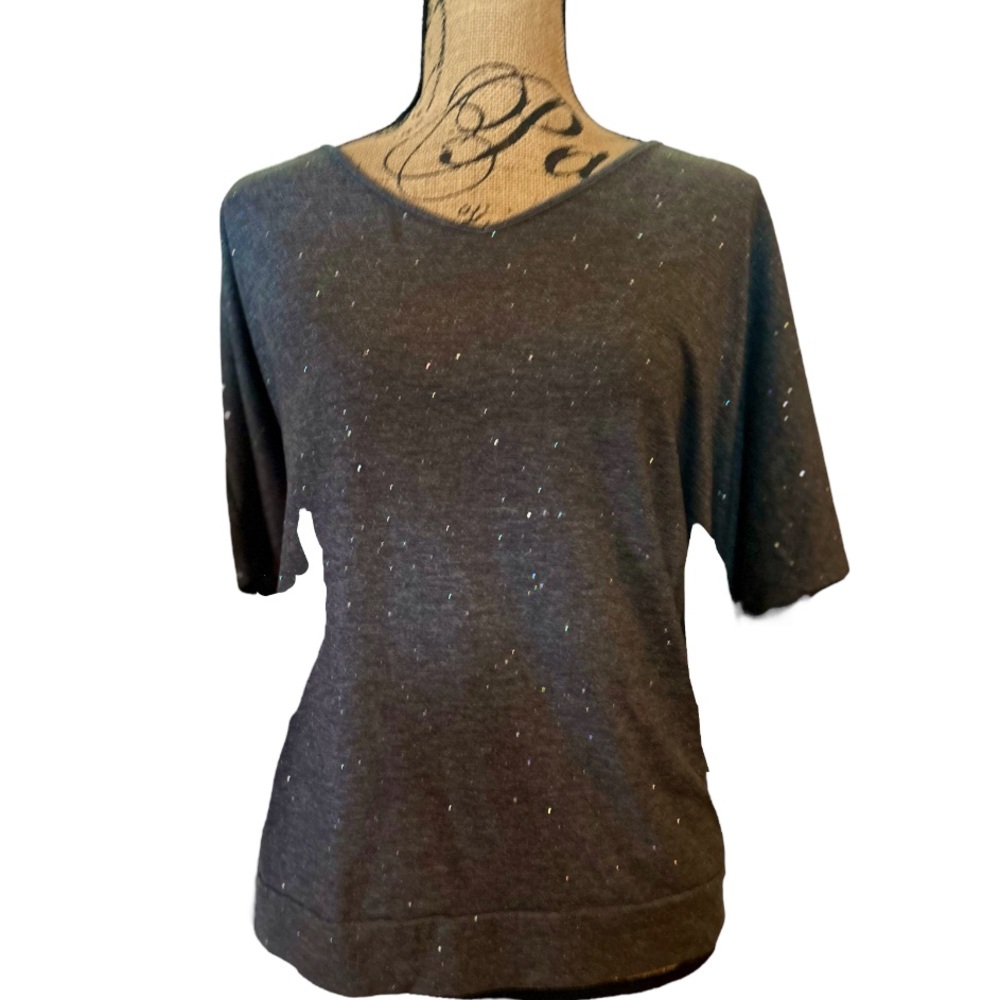 Final Price Clearances Juicy Couture Sparky V-Neck Top Shirt Charcoal Gray XL